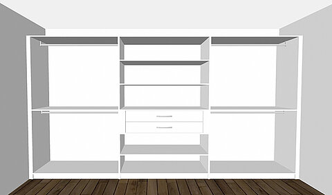 Closet with 3 sections
